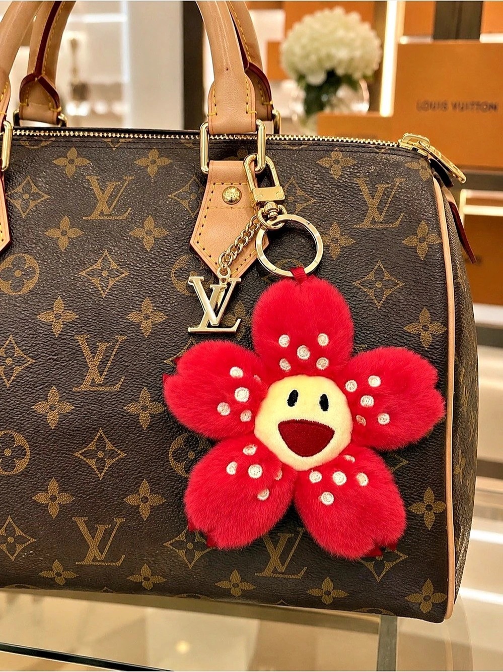 Keychain Sakura red Blossom Bag Charm Red